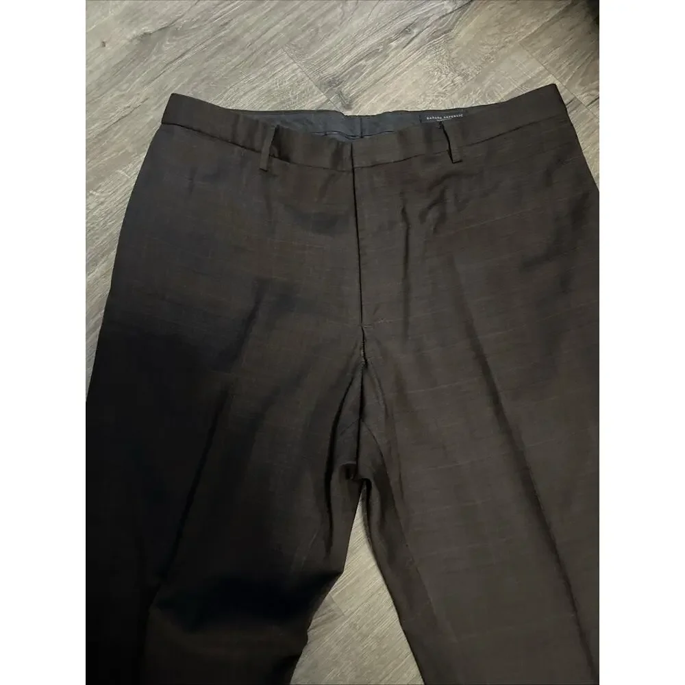 Banana Republic Mens Classic Fit Pants Brown 38x32 Dress Pant Stretch Wool Blend